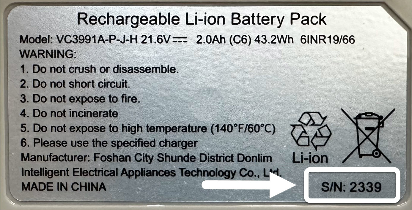 Etikett f&uuml;r wiederaufladbaren Akkusatz